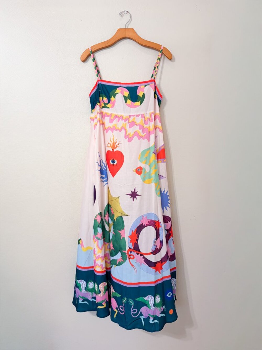 Long Ivory Maxi Colorful Dress